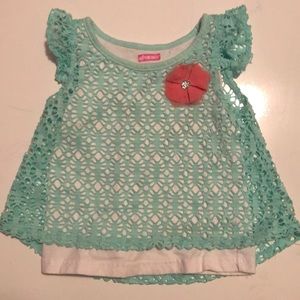 18 mo teal and white blouse